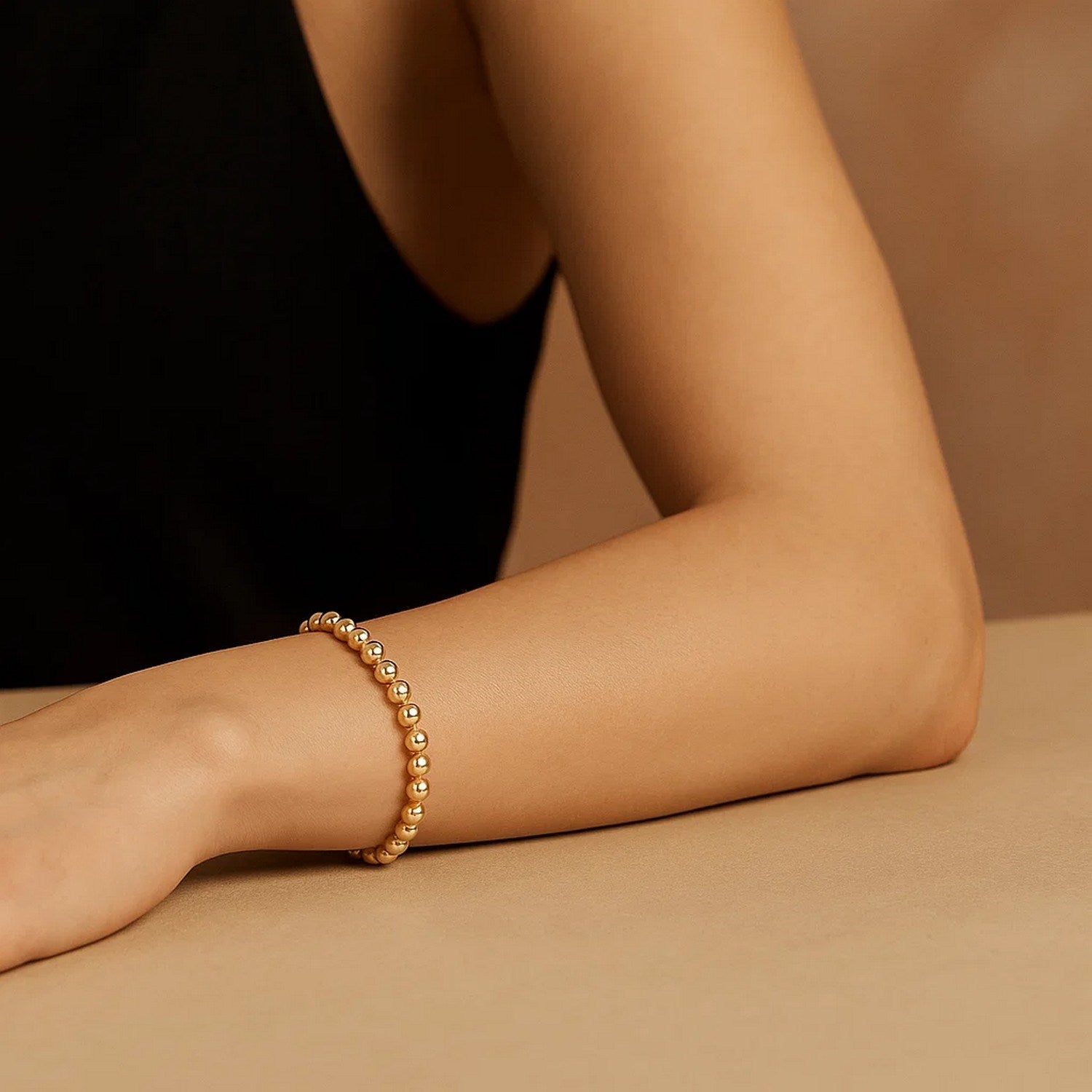 14k Yellow Gold Bead Bracelet  (4.00 mm)