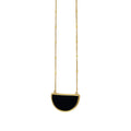 Onyx Geometric Half Moon Necklace in 14K Yellow Gold