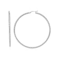 Hoop Earrings with Twist Texture in Sterling Silver(50mm)