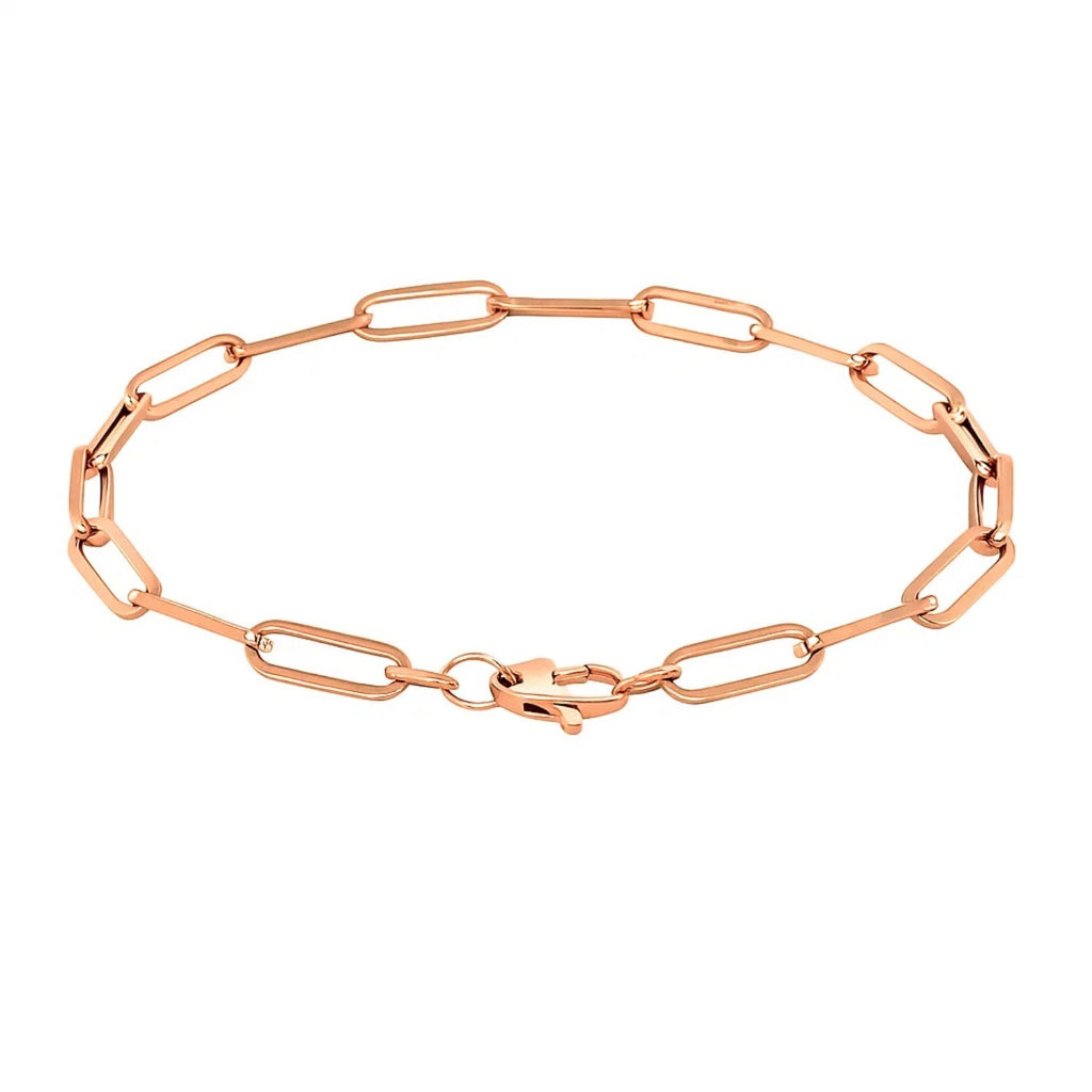 14K Rose Gold Extra Wide Paperclip Chain Bracelet (6.10 mm)