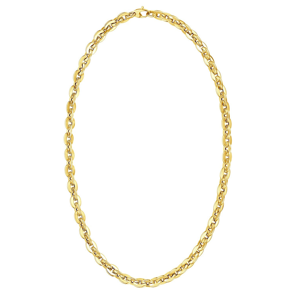 14K Yellow Gold Mirror Rolo Link Chain Necklace (7.30 mm)