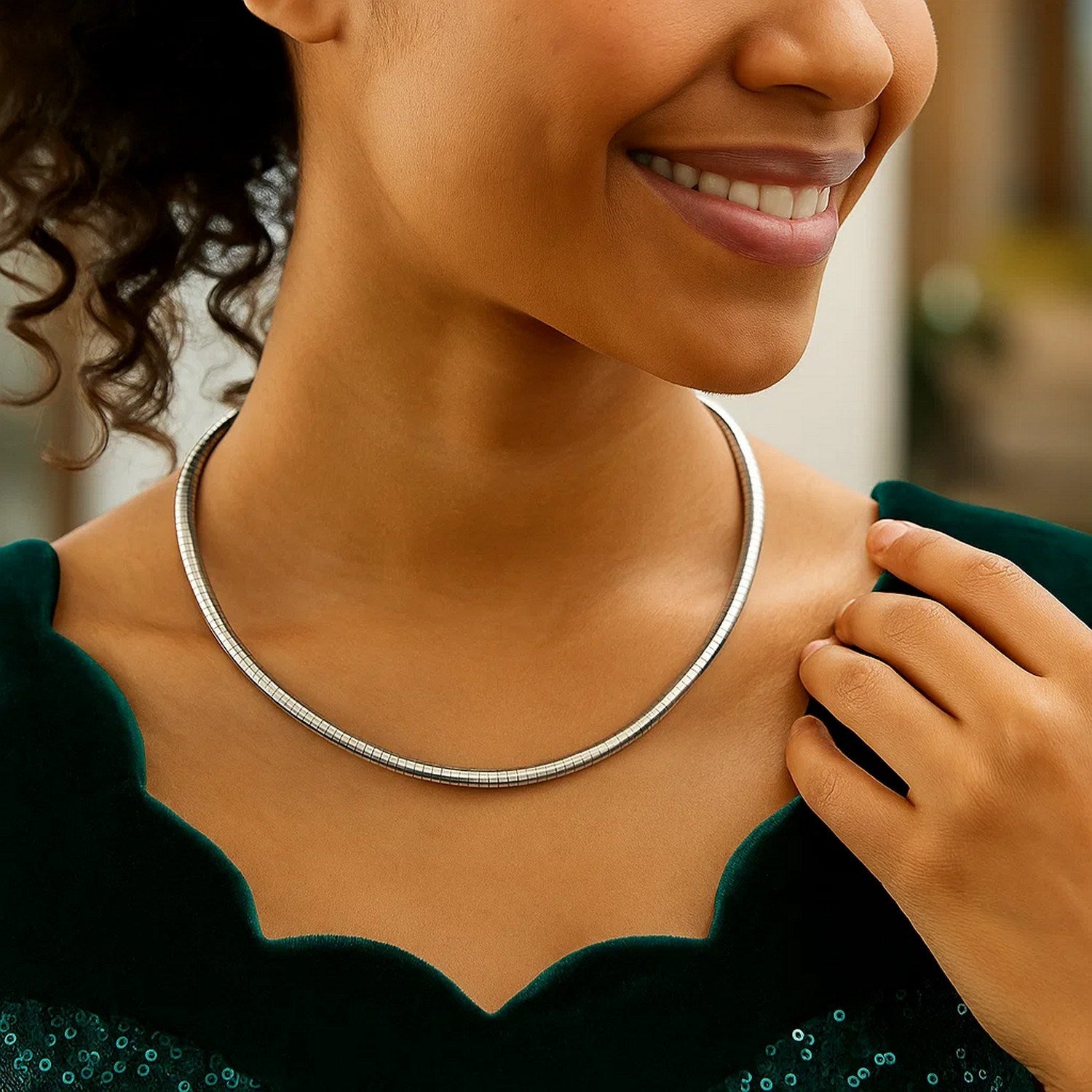 Sterling Silver Classic Omega Chain Necklace (4.0mm)
