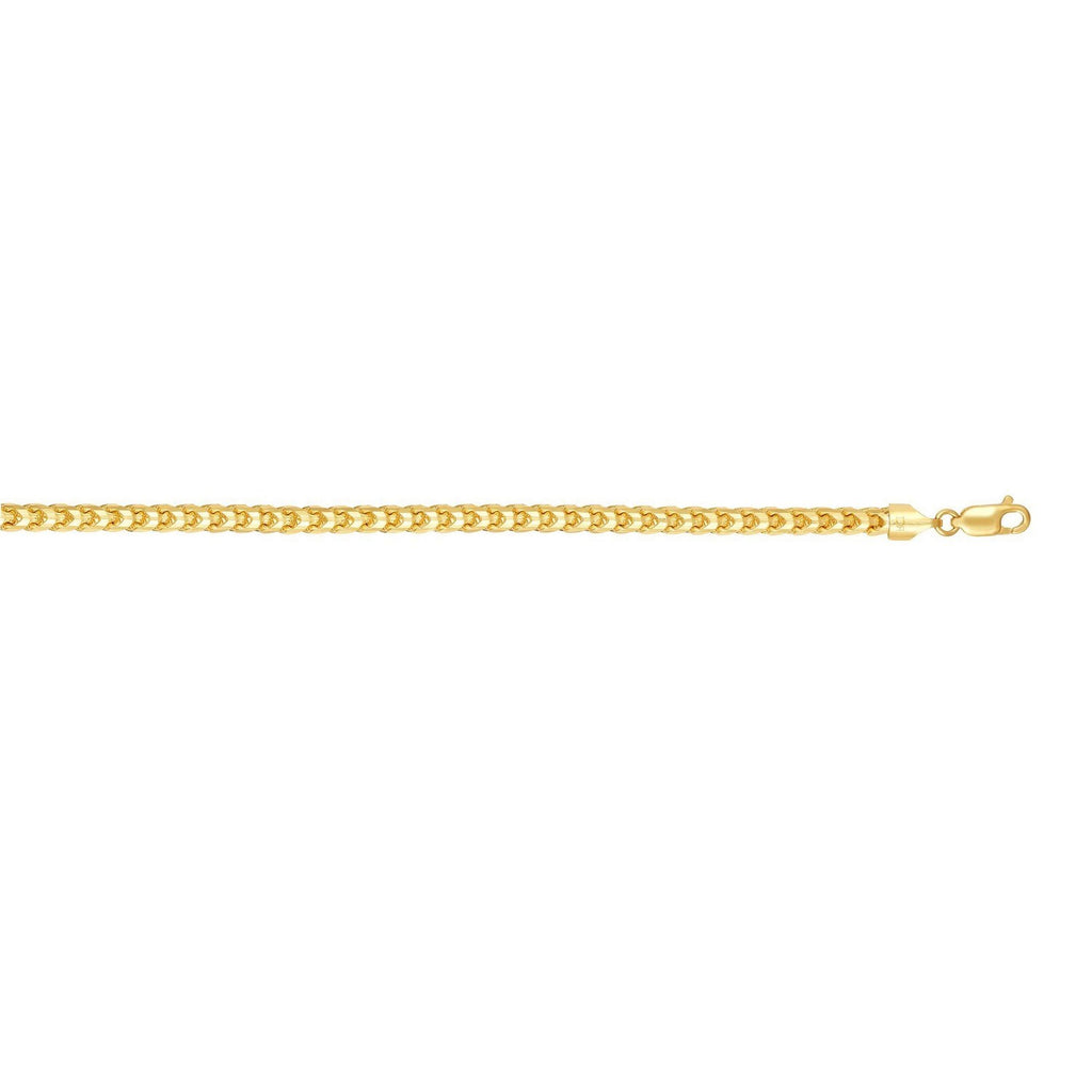 14k Yellow Gold Solid Diamond Cut Round Franco Bracelet (4.60 mm)