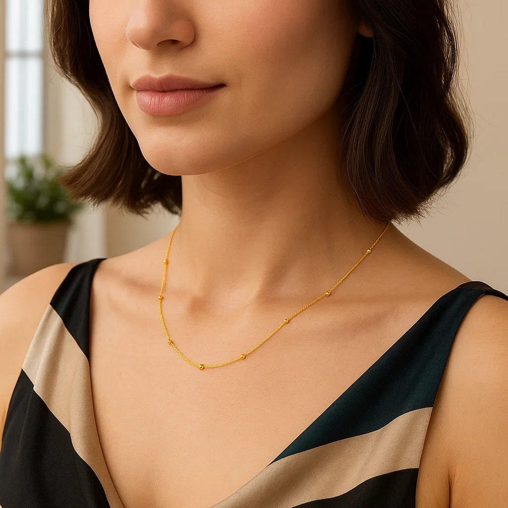 Bead Links Saturn Chain in 14k Yellow Gold (1.80 mm)
