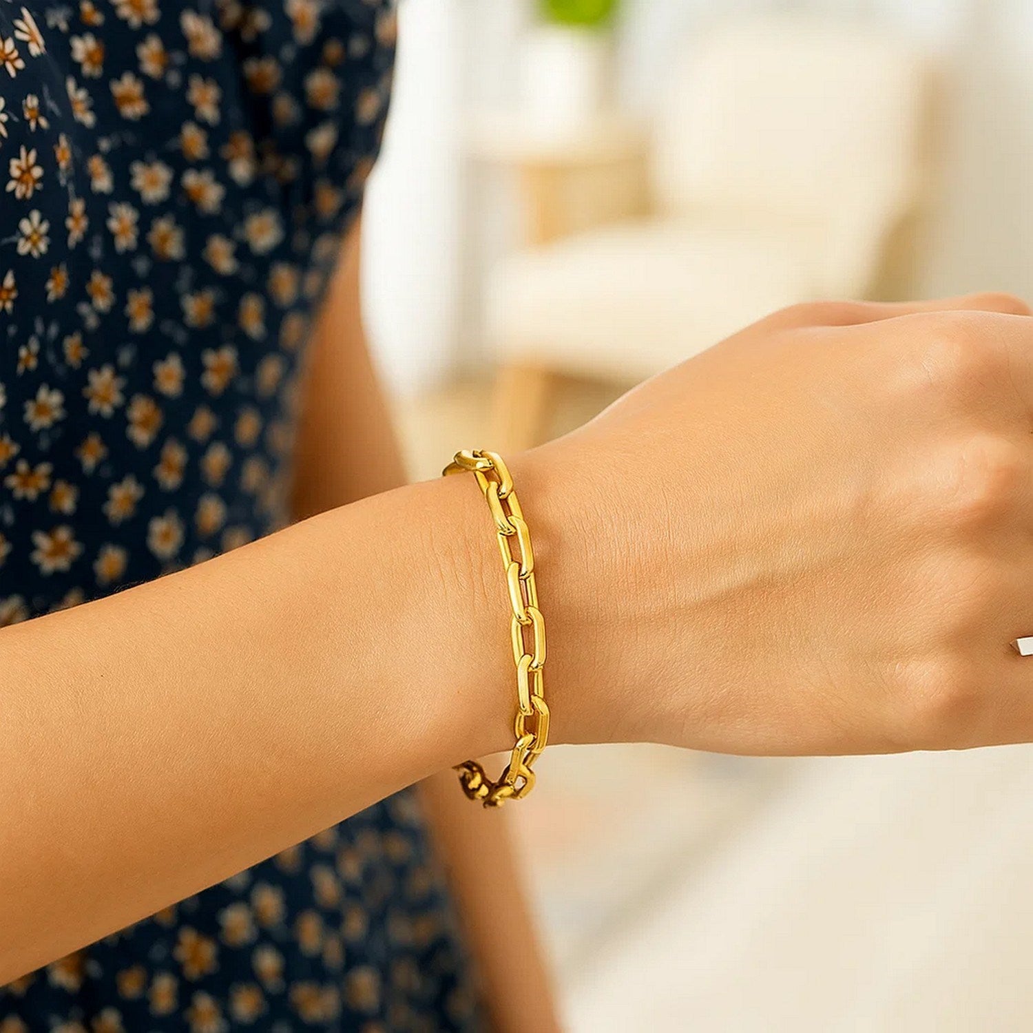 14k Yellow Gold 7 1/2 inch Paperclip Chain Bracelet (4.20 mm)