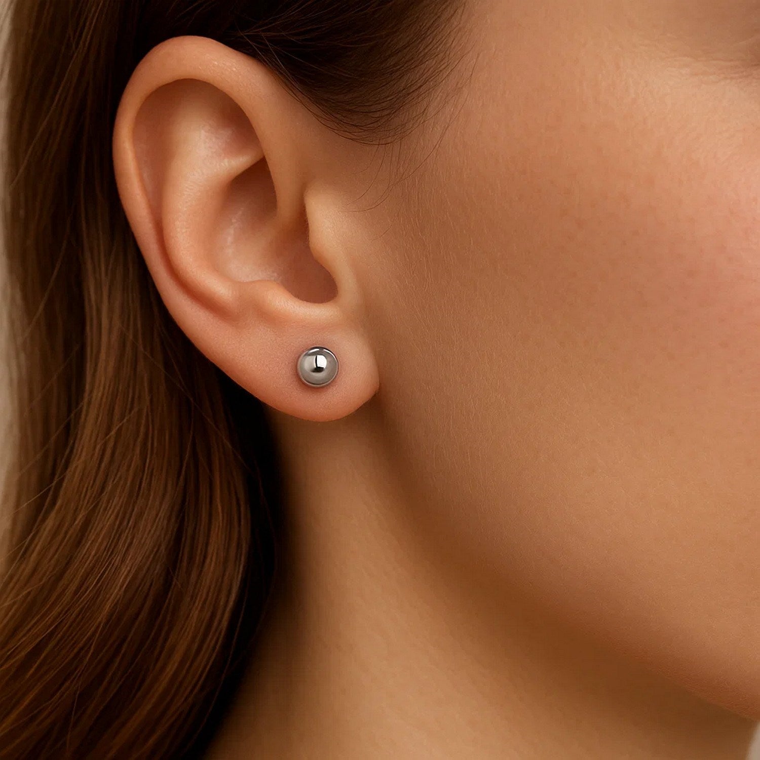 14k White Gold Round Stud Earrings (4mm)