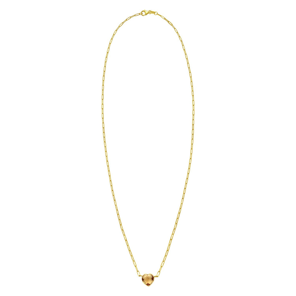14K Yellow Gold Citrine Heart Necklace (1.50 mm)