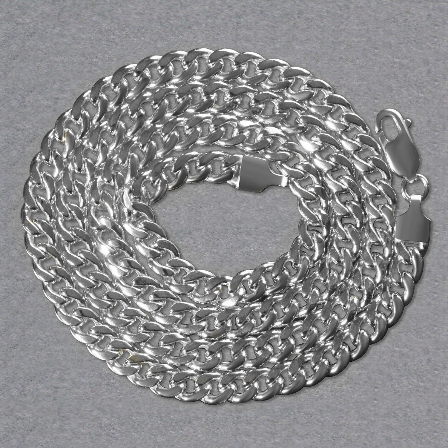 14k White Gold Miami Cuban Semi Solid Chain (5.50 mm)