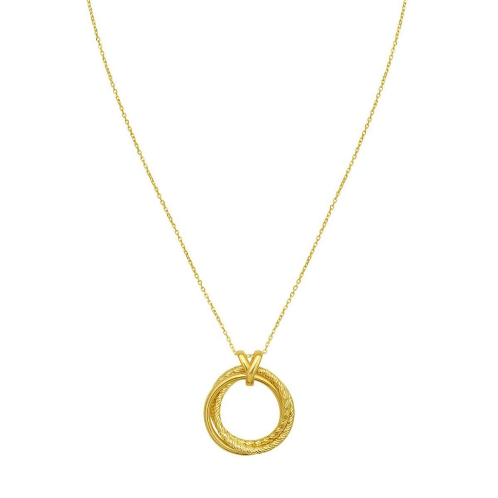 14K Yellow Gold Interlocking Diamond Cut Trinity Necklace