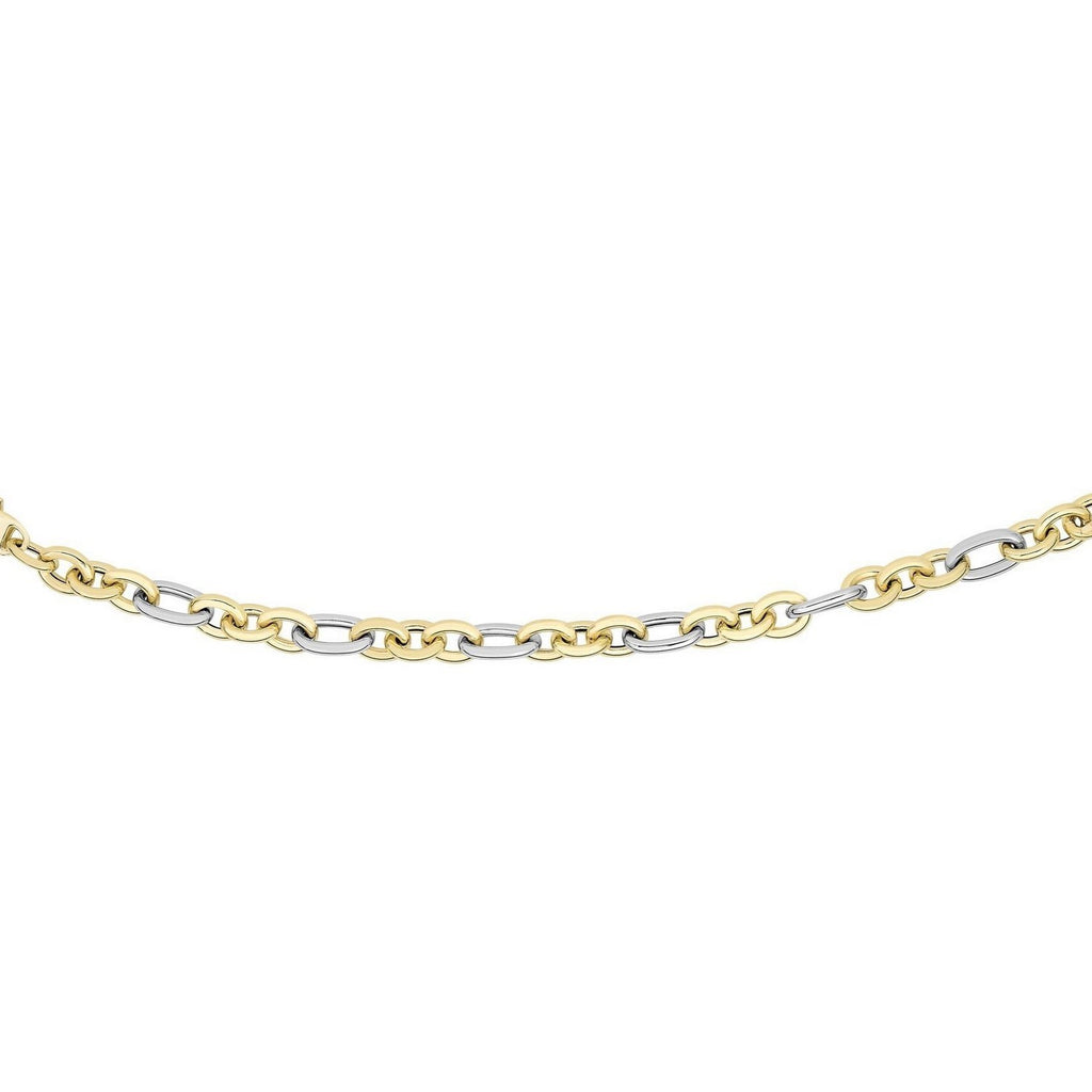 14k Two-Tone Gold Long and Short Style Oval Link Bracelet (7.50 mm)