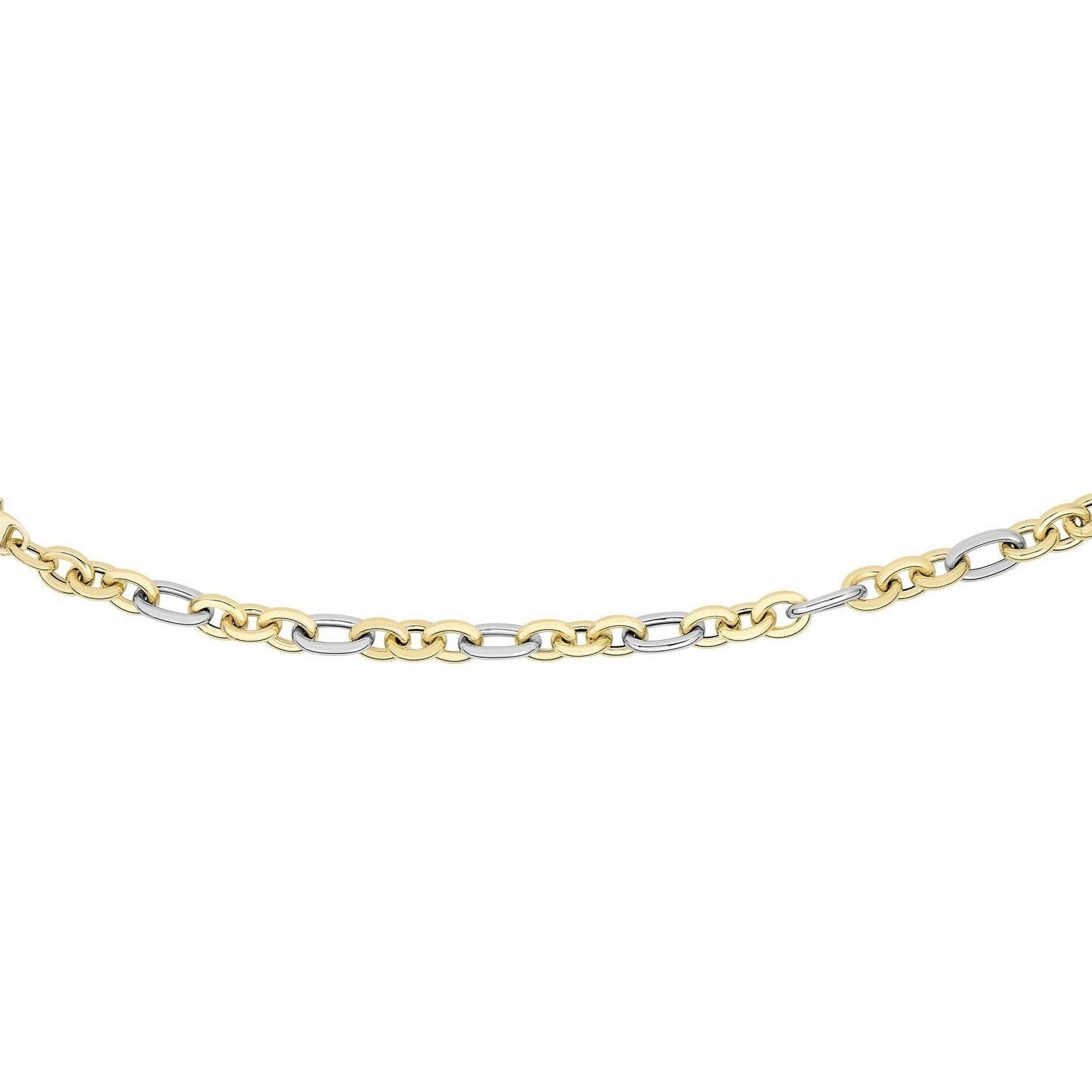 14k Two-Tone Gold Long and Short Style Oval Link Bracelet (7.50 mm)
