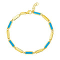 14K Yellow Gold Turquoise Rectangle Links Bracelet (3.50 mm)