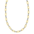 14K Two Tone Gold Diamante Paperclip Necklace (6.20 mm)