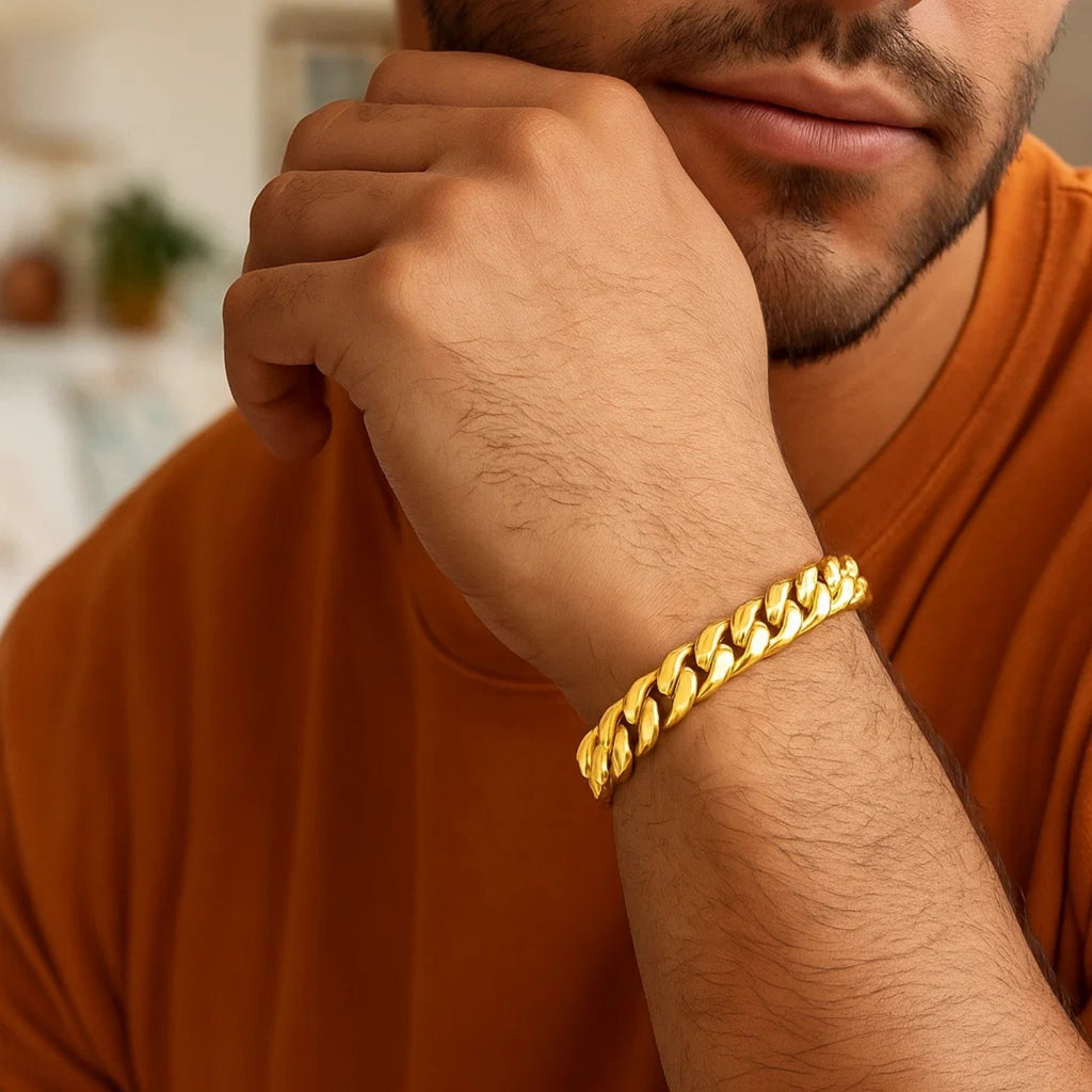 14k Yellow Gold Semi Solid Miami Cuban Bracelet (9.10 mm)