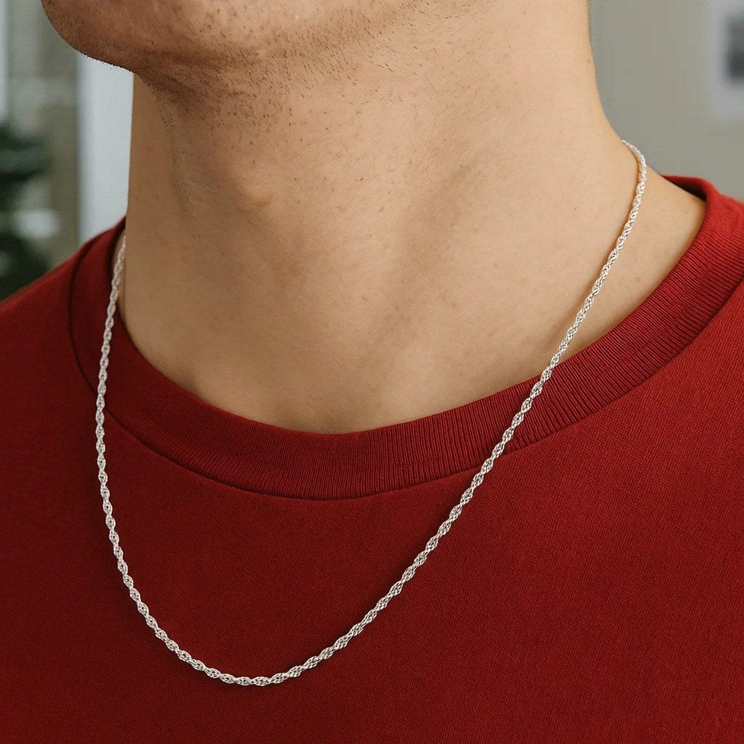 10k White Gold Solid Diamond Cut Rope Chain (1.40 mm)
