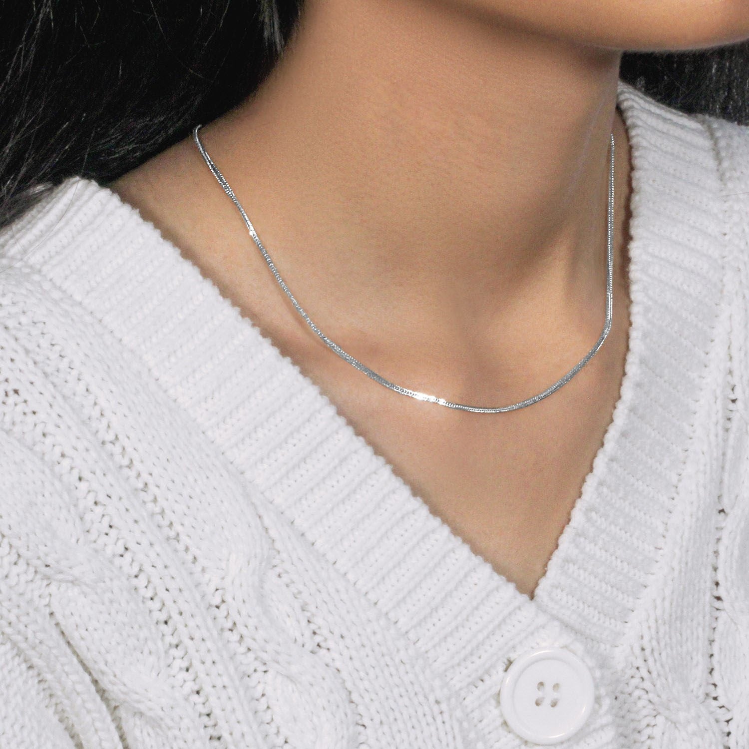 14k White Gold Foxtail Chain (1.00 mm)