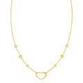 14K Yellow Gold Open Heart Station Necklace