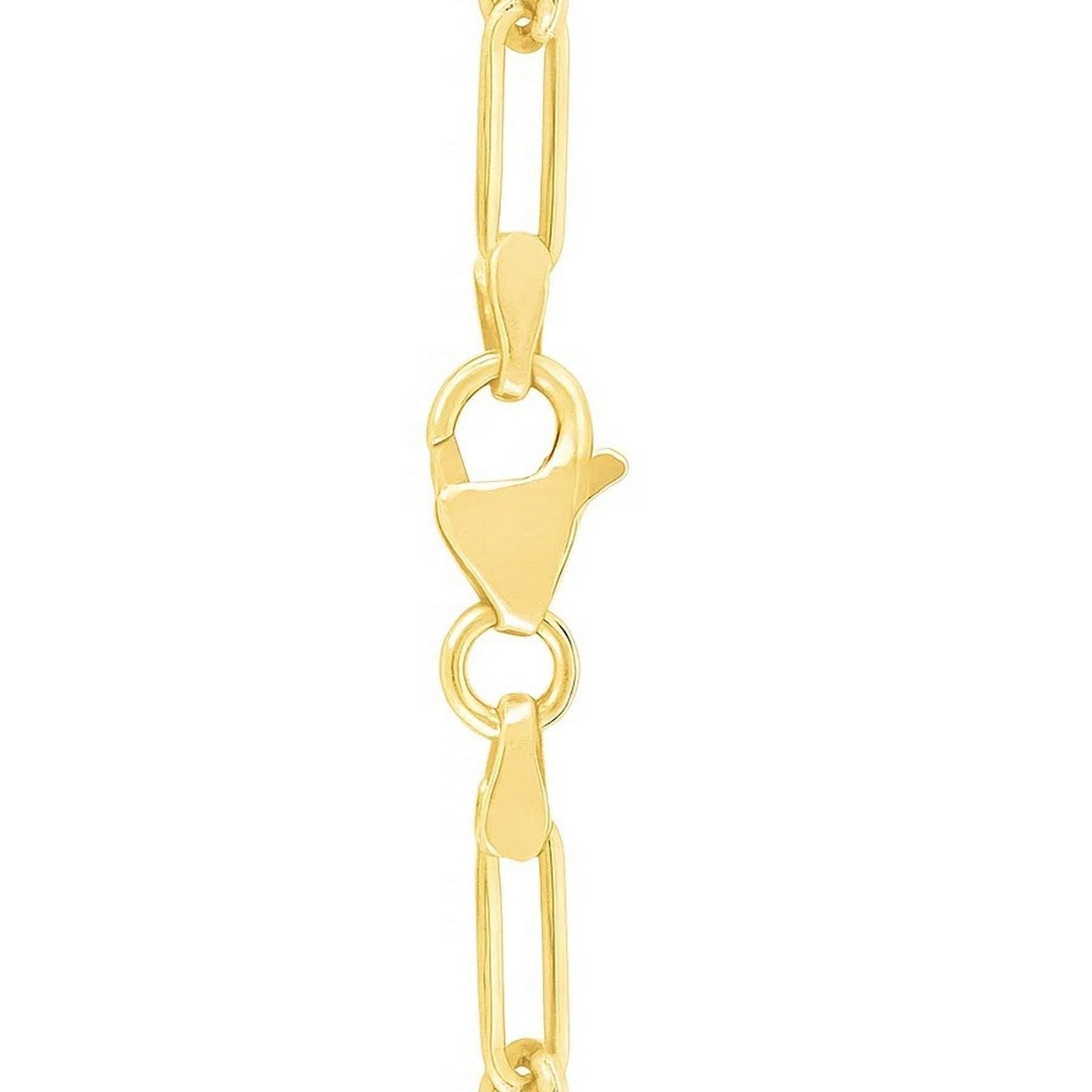 14k Yellow Gold High Polish Circle Disc Paperclip Link Necklace