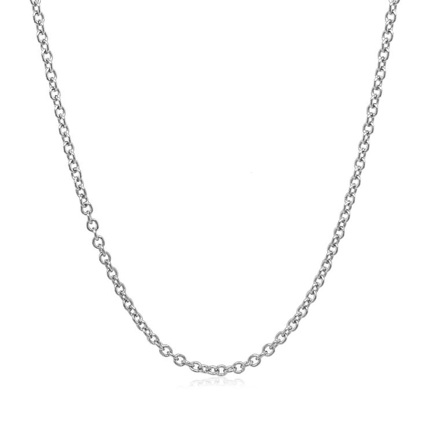 14k White Gold Round Cable Link Chain (2.4 mm)