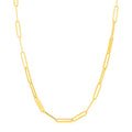 14k Yellow Gold Alternating Paperclip Chain Link and Gold Bar Necklace