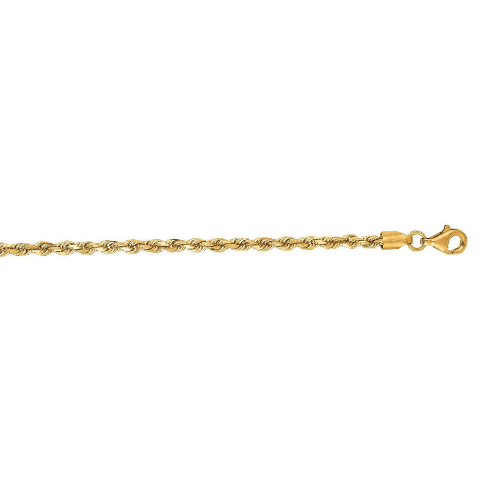 10k Yellow Gold Solid Diamond Cut Rope Bracelet (2.75 mm)