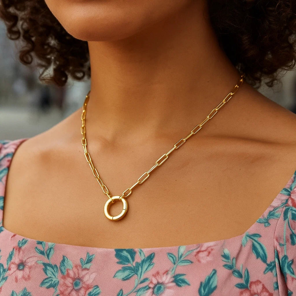 14k Yellow Gold High Polish The Invisible Paperclip Clasp Necklace