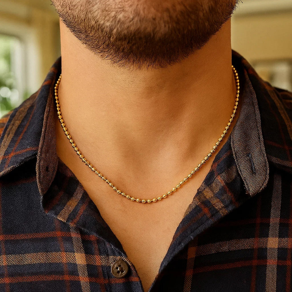 Moon Cut Bead Chain in 14k Yellow Gold (3.00 mm)