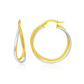 14k Two-Tone Gold Interlaced Double Row Earrings