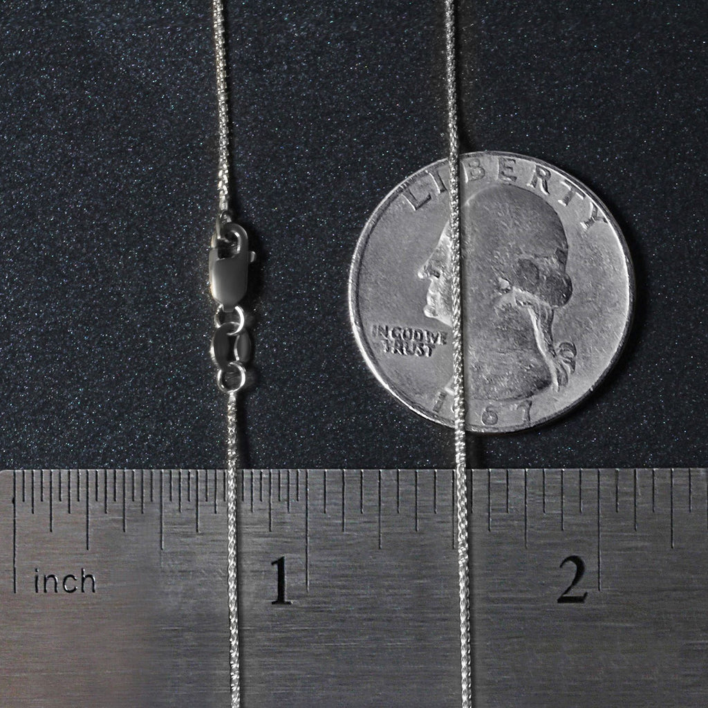 14k White Gold Round Wheat Chain (0.80 mm)