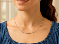 14k White Gold Thin Motif Round Omega Necklace