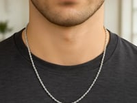 14k White Gold Solid Diamond Cut Rope Chain (1.60 mm)